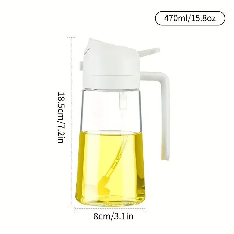 2In1 Oil Sprayer Glass Bottle for Cooking Anti-Leakage Olive Oil Storage Bottle for BBQ Air Fryer Salad Steak Kitchen Supplies
