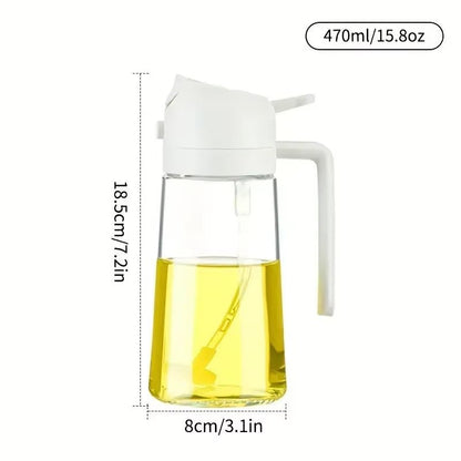 2In1 Oil Sprayer Glass Bottle for Cooking Anti-Leakage Olive Oil Storage Bottle for BBQ Air Fryer Salad Steak Kitchen Supplies
