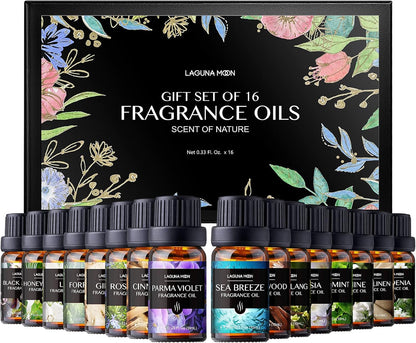 Fragrance Oils Gift Set TOP 16 Aromatherapy Premium Grade Oils Kit Fragrance Oils for Candle Making, Soap Making, Diffuser, Perfume, Bath - 10Ml/Bottle